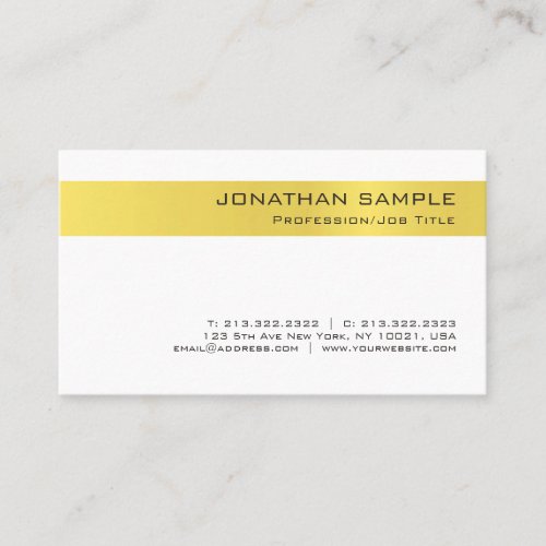 Modern Stylish Gold White Simple Design Trendy Business Card