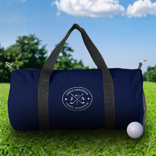 Modern Stylish Golfer Monogram & Name Personalized Duffle Bag