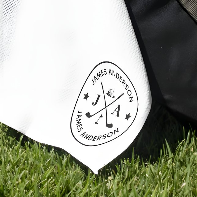 Modern Stylish Golfer Monogram & Name Personalized Golf Towel (Creator Uploaded)