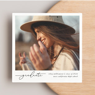 Modern Stylish Graduate Handwritten Script Photo Napkins
