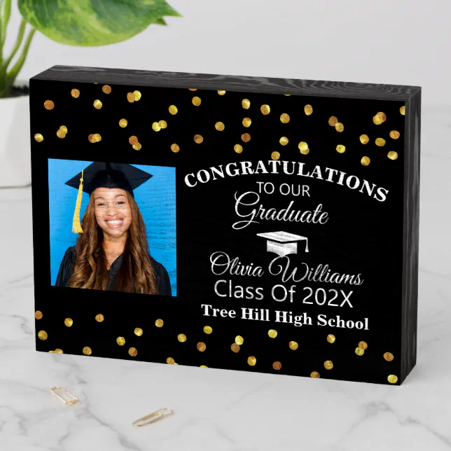 Modern Stylish Graduate Photo Graduation gift Wooden Box Sign | Zazzle