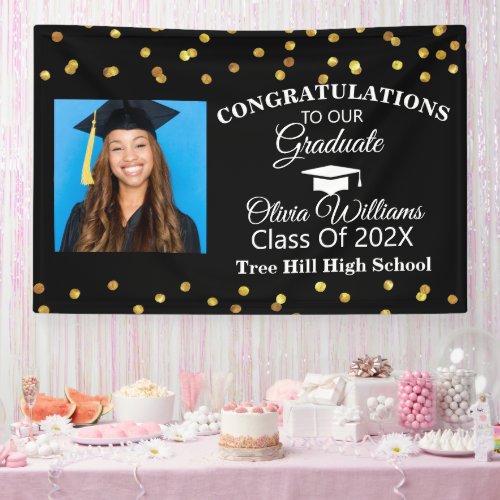 Modern Stylish Graduate Photo Graduation Party Banner