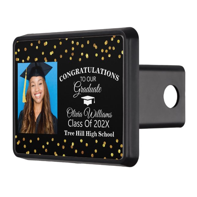 Modern Stylish Graduate Photo Graduation Party Hitch Cover (Left)