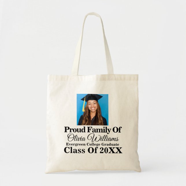 Modern Stylish Graduate Photo Graduation Party Tote Bag (Front)