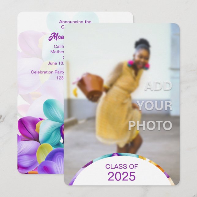 Modern Stylish Graduation Photo Invitation (Front/Back)