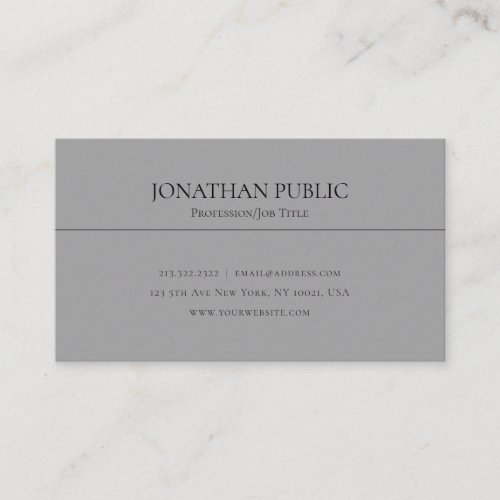 Modern Stylish Gray Clean Plain Professional Business Card