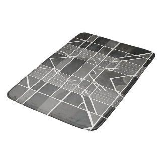 Modern Stylish Gray Geometric Pattern Bath Mat