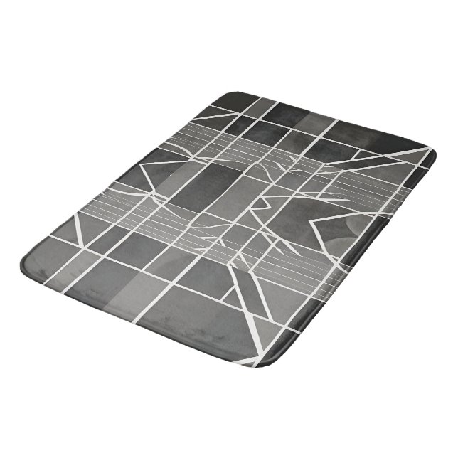 Modern Stylish Gray Geometric Pattern  Bath Mat (Angled)