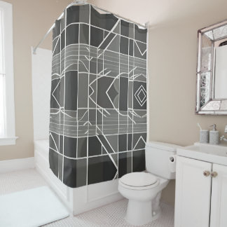 Modern Stylish Gray Geometric Pattern Shower Curtain
