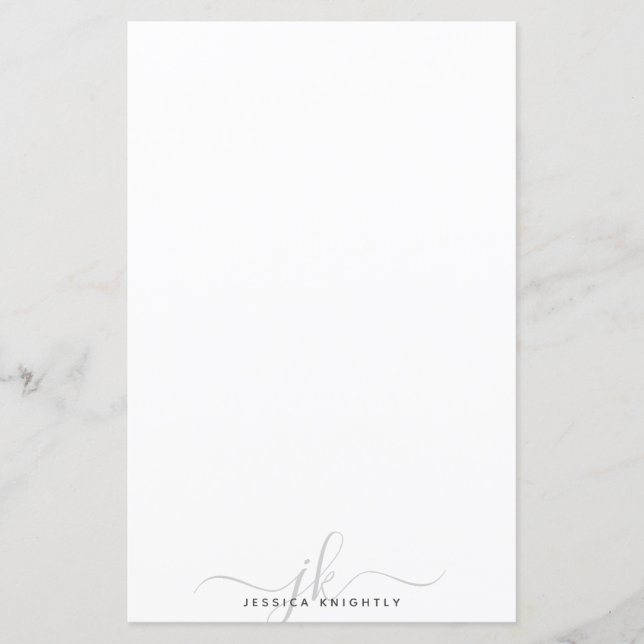 Modern Stylish Gray Monogram Initials Minimal (Front)