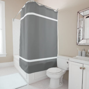 Modern Stylish Gray White Top Bottom Edge Stripes Shower Curtain