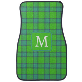 Modern stylish green &blue Plaid monogram Car Floor Mat