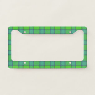 Modern stylish green &blue Plaid tartan monogram License Plate Frame