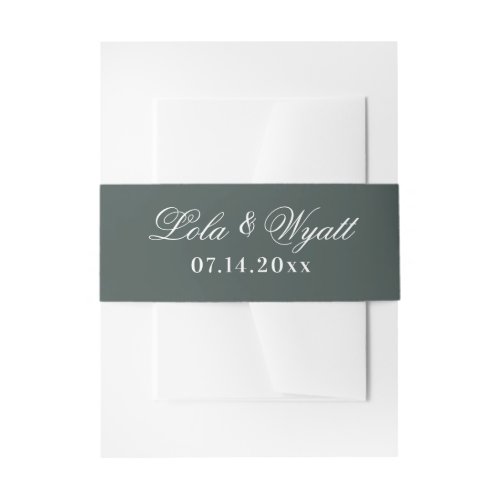 Modern Stylish Green Elegant Wedding Invitation Belly Band