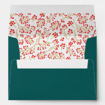 Modern Stylish Green Floral Pattern Christmas Env
