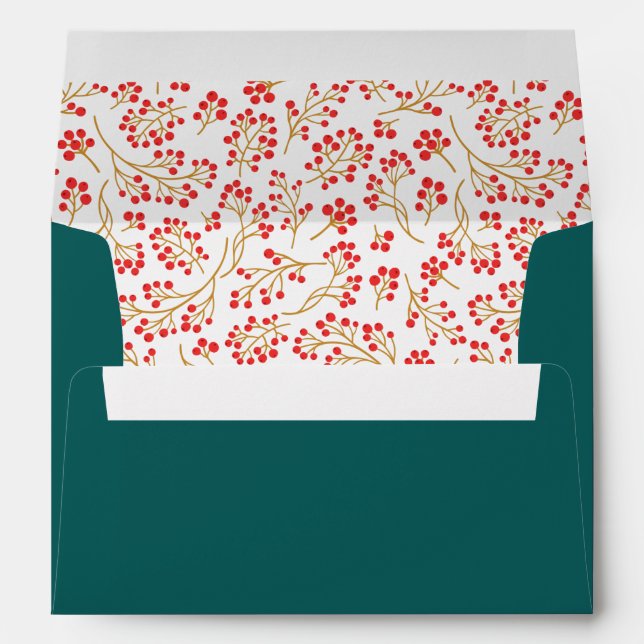 Modern Stylish Green Floral Pattern Christmas  Env Envelope (Back (Bottom))