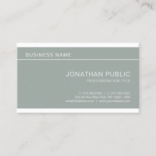 Modern Stylish Green Minimalist Trendy Plain Luxe Business Card