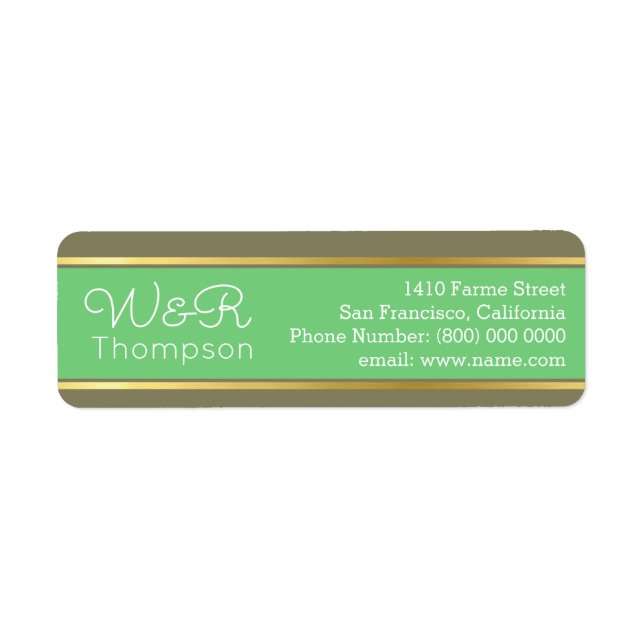 modern & stylish, green & monogrammed label (Front)