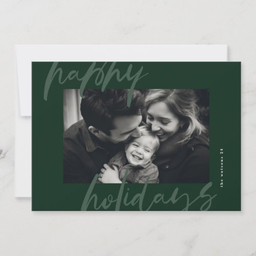 modern stylish green photo happy holiday card