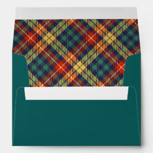 Modern Stylish Green Plaid Pattern Christmas Envelope