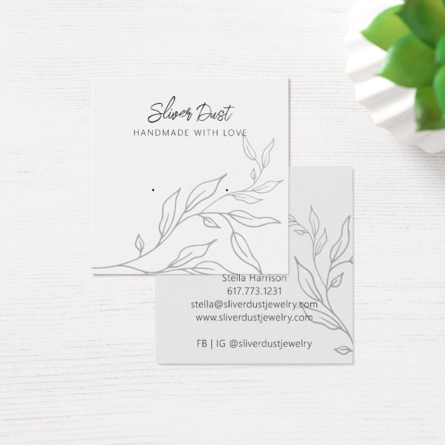 Modern Stylish Greenery Stud Earring Display Card (Desk)