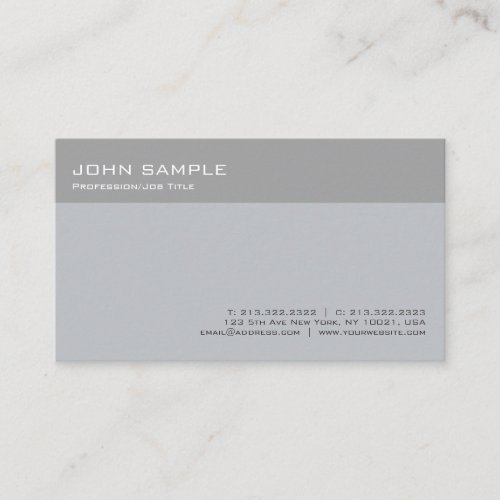 Modern Stylish Grey Professional Minimal Plain Business Card