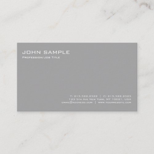 Modern Stylish Grey Professional Simple Plain Business Card