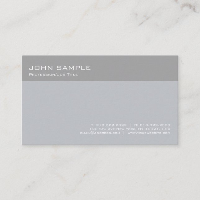 Modern Stylish Grey Professional Simple Plain Business Card (Front)