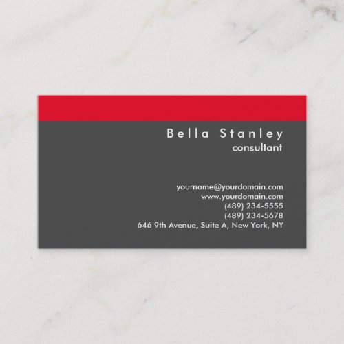 Modern Stylish Grey Red Consultant Manager Business Card