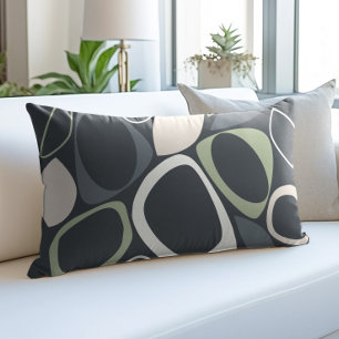 Modern Stylish Grey Sage Green Abstract Pattern Accent Pillow