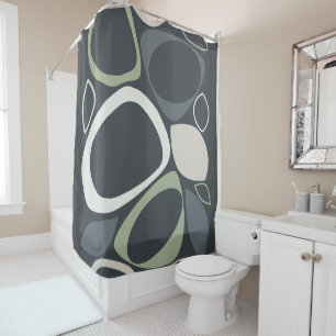 Modern Stylish Grey Sage Green Abstract Pattern Shower Curtain