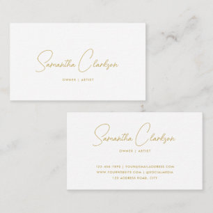 Modern Stylish Hand-Lettered Gold Script Business Card