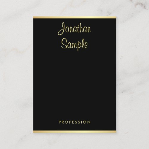 Modern Stylish Hand Script Name Black Gold Trendy Business Card