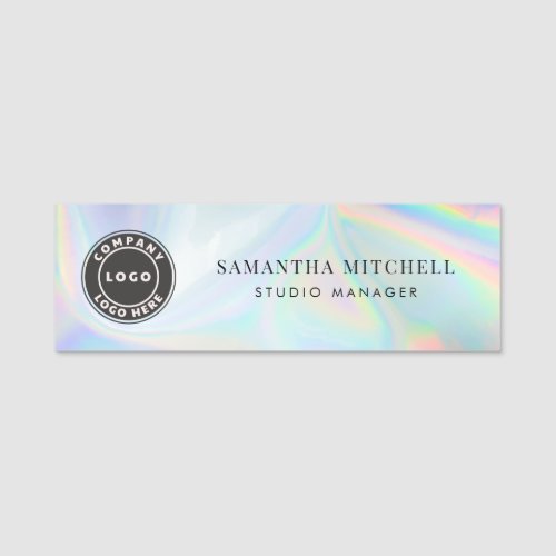 Modern Stylish Holographic Beautician and Makeup Name Tag