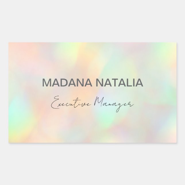 Modern Stylish Holographic Beauty Salon Rectangular Sticker (Front)