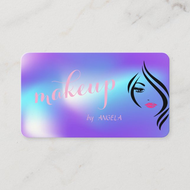 Modern Stylish Holographic ,Face Silhouette Business Card (Front)