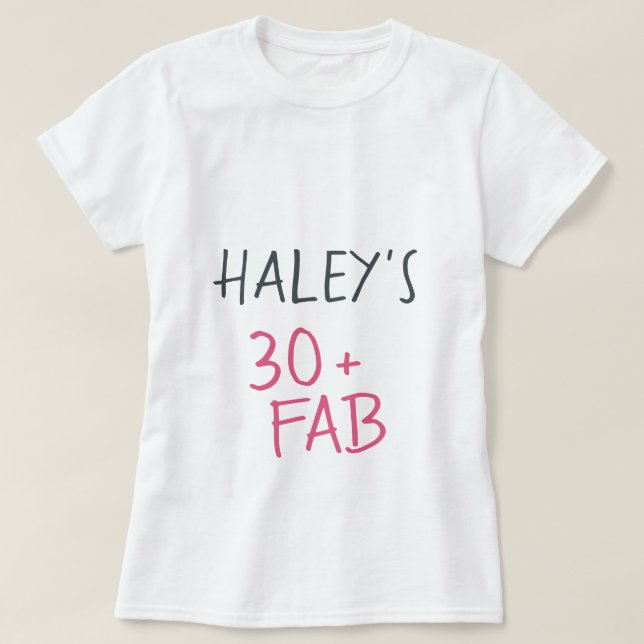 Modern Stylish Hot Pink Black 0 Fabulous Birthday  T-Shirt (Design Front)