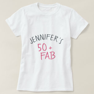 Modern Stylish Hot Pink Black 50 Fabulous Birthday T-Shirt