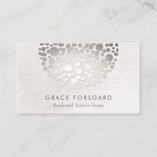 Modern Stylish Interior Designer Silver and Gray Business Card (Front)
