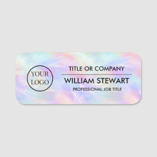 Modern Stylish Iridescent Opal logo Employee Staff Name Tag