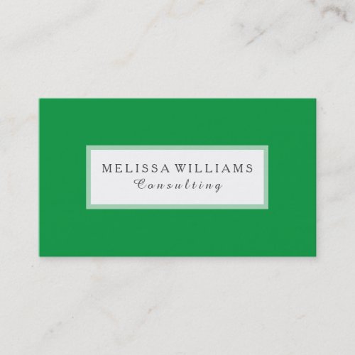 Modern Stylish Kelly Green  White Consulting Business Card