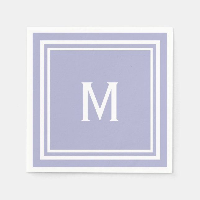 Modern Stylish Lavender Custom Monogram Napkins (Front)