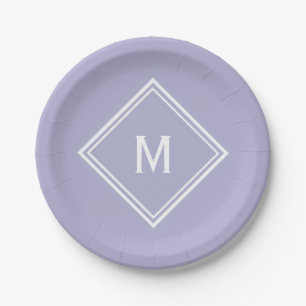 Modern Stylish Lavender Custom Monogram Paper Plates