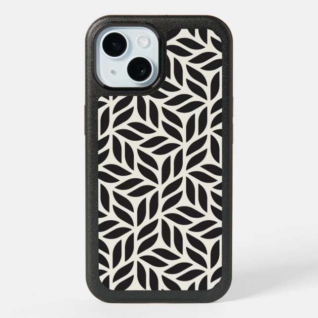 Modern Stylish Leaf Pattern iPhone 15 Case (Back)
