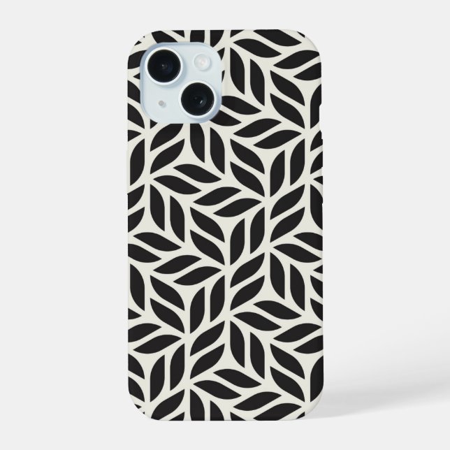 Modern Stylish Leaf Pattern iPhone 15 Case (Back)