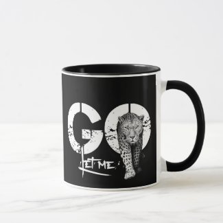 Modern Stylish LET ME GO Leopard Black Mug