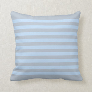 Modern stylish light blue and gray stripes throw pillow