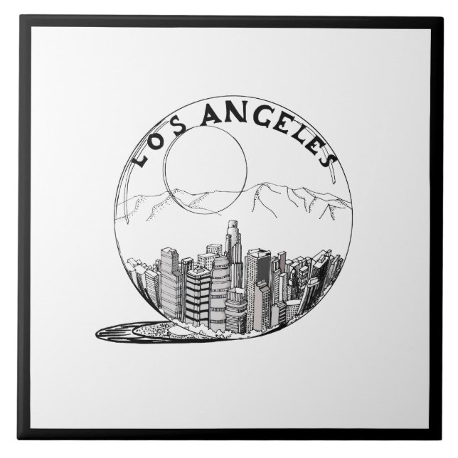 Modern Stylish Los Angeles Sity Black White Ceramic Tile (Front)