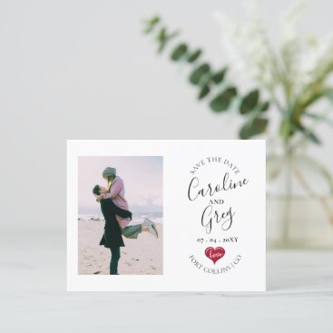 Modern Stylish Love Typography Photo Save the Date Announcement Postcard
