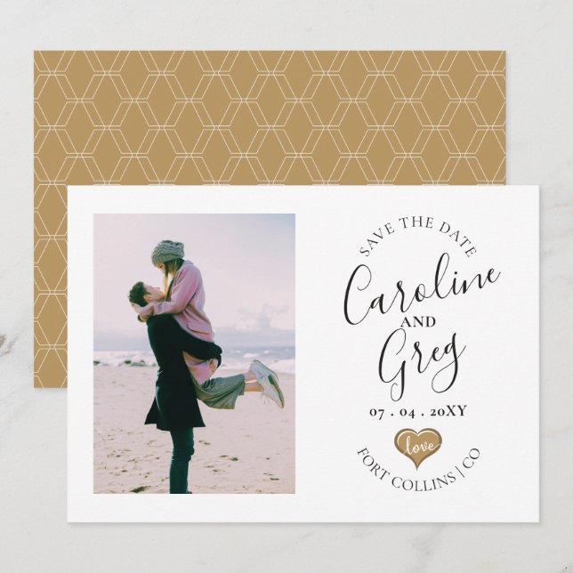 Modern Stylish Love Typography Save the Date Photo (Front/Back)
